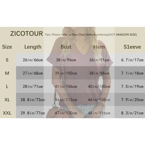 Womens Cotton Blend V Neck T Shirt Loose Fit Short Sleeve Casual Top - Picture 5 of 5